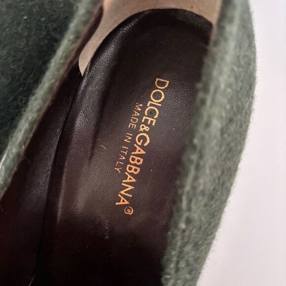 Dolce & Gabbana Green Wool Loafer Heels w/Toggle Buttons Sz 40 - Picture 9 of 10